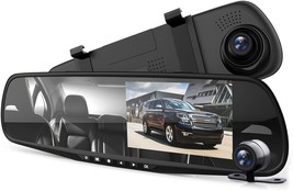 Dash Cam Rearview Mirror 4.3 DVR Monitor Rear View Dual Camera Video Rec... - £98.62 GBP