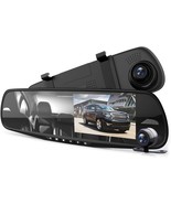 Dash Cam Rearview Mirror 4.3 DVR Monitor Rear View Dual Camera Video Rec... - £97.15 GBP