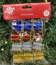 Lot of 12 Mini Drums Christmas Ornaments Red Blue Gold Silver NIP 1&quot; - £3.80 GBP