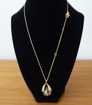 Alexis Bittar Swarovski Clear Crystal Teardrop Pendant Gold Necklace New - £59.25 GBP