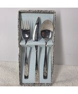 3 Piece Toddler Baby Flatware Set Rose Vine John Mason Stainless Fork Sp... - $14.84
