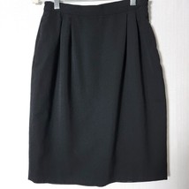 Liz Claiborne Collection Womens Pencil Skirt Size 10 Black Wool Pleated Front - £13.05 GBP