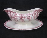 Vintage Corwn Ducal Early English Ivy Red Gravy Boat with Underplate 1930&#39;s - $24.74