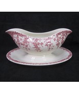 Vintage Corwn Ducal Early English Ivy Red Gravy Boat with Underplate 1930&#39;s - £19.46 GBP