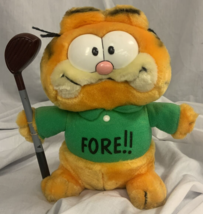 Vintage Garfield Golf Club Fore 9&quot; PLUSH-1981 Green Shirt - £4.87 GBP