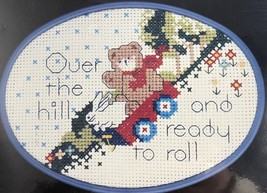 Vintage Counted Cross Stitch Over the Hill &amp; Ready to Roll Teddy Bear &amp; Rabbit - £11.73 GBP