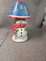 Ceramic Colorful Christmas Snowman Tea Light Lamp Shade Candle Holder, 10&quot; Tall - £14.19 GBP