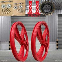 Bmx Bicycle 20&quot; Pvc Sport Rim ( Red) 4 Spokes Wheelset Hub Set- Dhl Express - £56.82 GBP