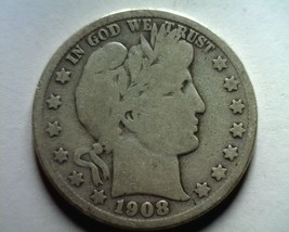 1908-S Barber Half Dollar Good G Nice Original Coin From Bobs Coins Fast Ship - £20.07 GBP