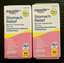 2-PK Equate Stomach Relief Bismuth Subsalicylate 262mg 80 Caplets SAME-DAY SHIP - £9.61 GBP