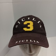 Sicilia Hat Cap Mens Black Logo StrapBack Italia Crest Robin Ruth #3 Embroidered - £14.66 GBP