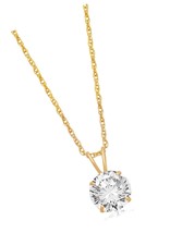 10K White or Yellow Gold Solitaire Pendant Necklace - £175.38 GBP