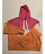 Calvin Klein Jeans Cropped Hoodie Sweatshirt Top XXL/EEG Pink/Orange-Tie... - $14.44