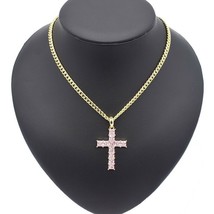 18k Layered Real Gold Filled Miami Cuban Chain with Hip Hop cross ping s... - £15.41 GBP