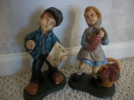 Chalk ware made in the 50’s or early 60’s Statues Boy and Girl Hawking (... - £69.97 GBP