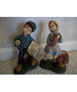 Chalk ware made in the 50’s or early 60’s Statues Boy and Girl Hawking (... - £69.81 GBP