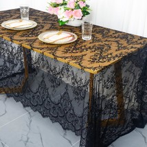 60X120 2Pack Black Lace Tablecloth Halloween Party Decorations Table Overlay Hap - $40.99