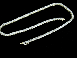 Clear Rhinestones Necklace in Gold Tone Setting 18&quot; Marked &quot;BM&quot; - £11.86 GBP