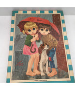 vintage Lee big sad eye kids  girl boy dog April showers rain  tykes puz... - £31.30 GBP