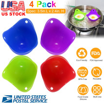 4Pcs Food-Grade Silicone Egg Poachers Non-Stick Poach Cup For Microwave Stovetop - £20.43 GBP