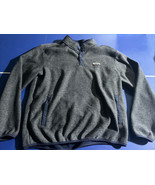 EDDIE BAUER Men’s Knit Fleece Sweater 1/4 Button Muff Pocket Gray Navy S... - $37.62