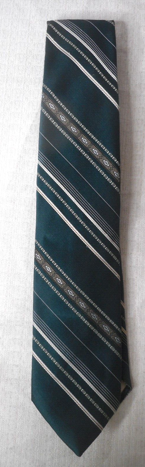 Primary image for Prince Consort Golden Clasp Mens Tie 100% Polyester Blue Gold Brown Stripe