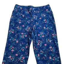 St Johns Bay Womens Capri Pants Size 14 Navy Floral Print Cropped Spring - $14.84