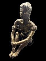 Vintage Female Statue Bronze Brown Resin Resin Sitting Barone Studio Art - $60.00