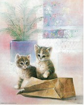 Never Framed 8 x 10 Wall Art &amp; Decor - Kittens w/Paper Bag Artist Ruane Manning - $5.98