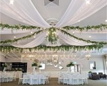 Chiffon Ceiling Drapes 6 Panels 5&#39; X 20&#39; Long White Vaulted Draping Fabr... - $113.96