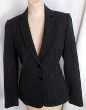 ANTONIO MELANI Black Pin Stripe Blazer Women Semi-Fitted 2-Button Sz 2 - £14.78 GBP