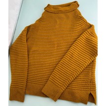 Madewell Belmont Women&#39;s Mock Turtle Neck Sweater Mustered Yellow Wool B... - £23.33 GBP