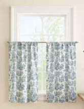 Waverly Charmed Life Toile Tier Curtain Set Kitchen Floral Cornflower Blue 52X36 - $24.74