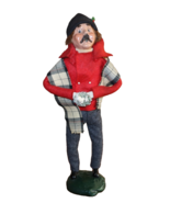 Vintage 1987 Byers Choice The Carolers Man w/ Christmas Tree Plaid Scarf... - $277.45 MXN