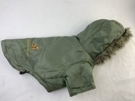 Dog Hoodie Coat, Green, Fur Trim, 13 Inches Long, Leash Opening - £11.92 GBP