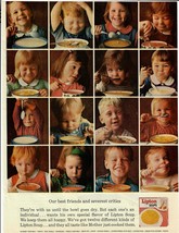 1963 Lipton Soup Vintage Print Ad Cute Kids Eating Best Friends Severest Critics - £10.03 GBP