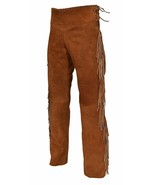 Brown Fringes Party Soft Motorcycle Genuine Men Pant 100% Leather Suede ... - $175.06 CAD+