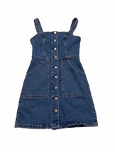 Abercrombie &amp; Fitch Blue Denim Button Front Mini Dress XS Jean Pockets - £18.89 GBP