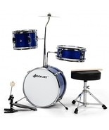5 Pieces Junior Drum Set with 5 Drums-Blue - Color: Blue - £130.04 GBP