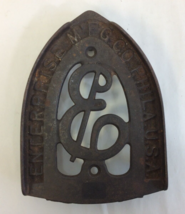 Antique Sad Iron Stand Enterprise Mfg Co Philadelphia USA Stylized E Cast iron - £6.43 GBP