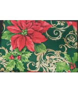 Printed Fabric Tablecloth,60x102&quot;Oblong,CHRISTMAS MAJESTIC POINSETTIA FL... - $29.69