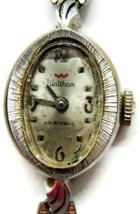 Waltham 23 Jewels 14k White Gold Oval Shape Wrist Watch Run Vintage - $262.34