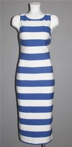 TRAFALUC Zara Wide Royal Blue White Stripes Sleeveless Long Body Con Dress Wms L - £29.56 GBP