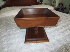 WALNUT FINISH Wood FRUIT COMPOTE/BOWL w/Pedestal &amp; Platform - 10-1/2&quot; Sq. - $24.75