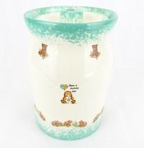 Vintage Porcelain Cookie Jar, Honey Crock Shaped Cannister w/Teddy Bear ... - £26.93 GBP