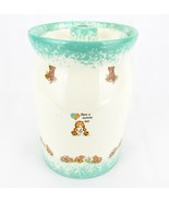 Vintage Porcelain Cookie Jar, Honey Crock Shaped Cannister w/Teddy Bear ... - £27.29 GBP