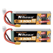 2Packs 4S Lipo Battery Pack, 14.8V Lipo Battery 3300Mah 80C Xt60 Connector Compa - £85.35 GBP