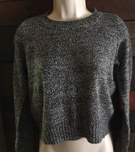 Divided Women&#39;s Cropped Sweater Size XS Black and Gray Stretch Chunky Knit - £11.02 GBP