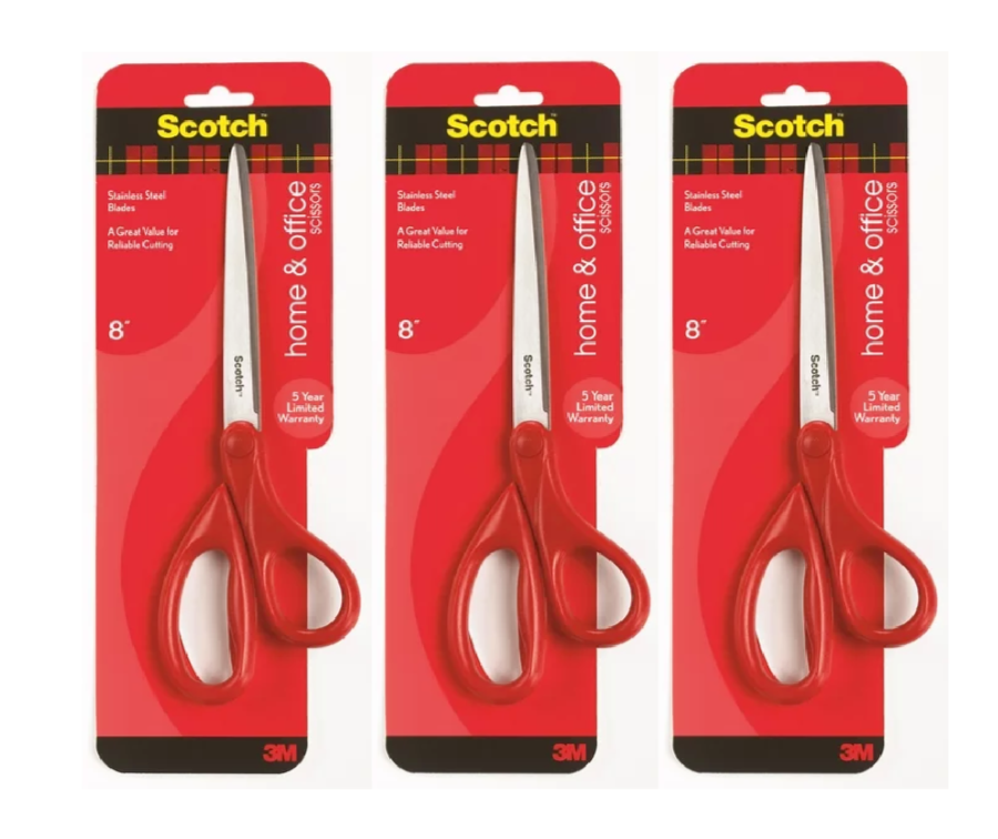 3M Household Stainless Steel Scissors, 8", Red 3 Pack - $16.14