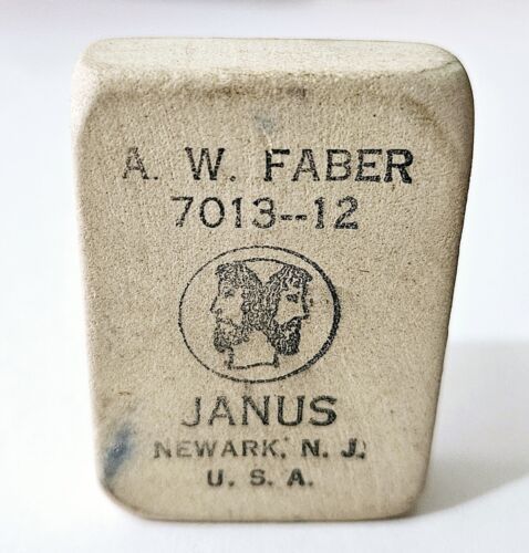 Vintage A. W. Faber JANUS Pencil Eraser 7013-12 White Rubber, Newark NJ USA - $9.70